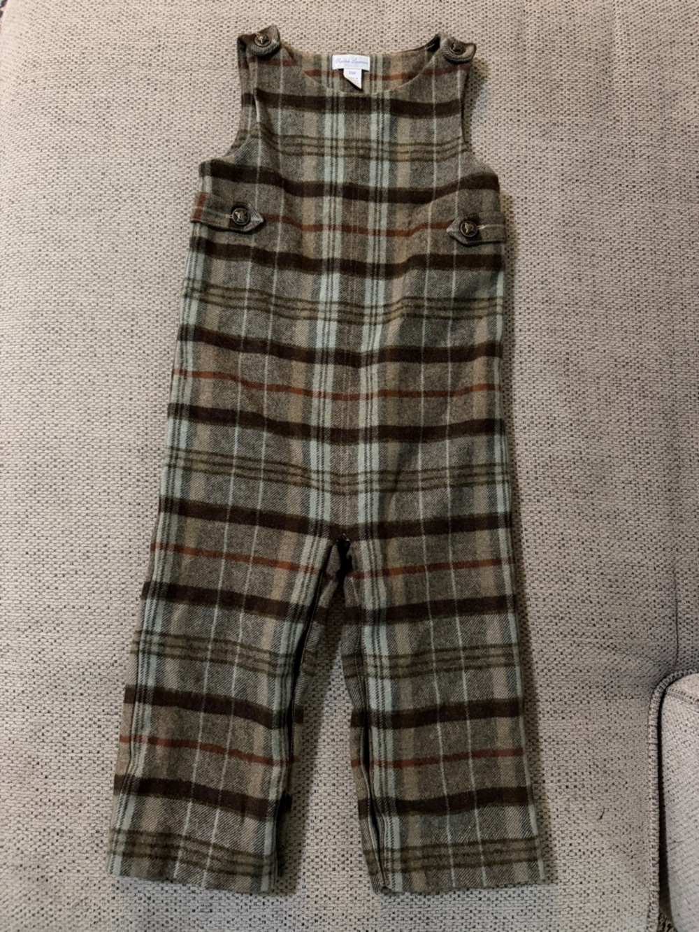 Ralph Lauren Boys Plaid Overalls 24 Months Baby Toddler